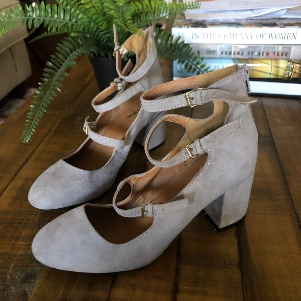 Faux Suede Mary Jane Heels